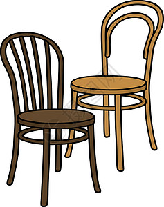 棕褐色桌子旧木制椅子工作家具褐色棕色凳子房间扶手椅座位塑料办公室插画