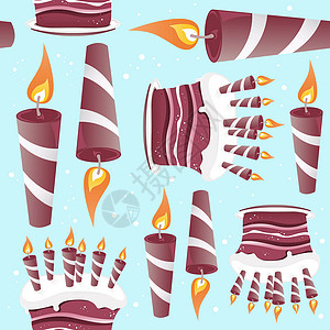 蛋糕和蜡烛无缝裁缝模式背景图片