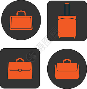 图标袋 矢量说明手提包游客背包插图旅游案件配饰黑色钱包行李背景图片