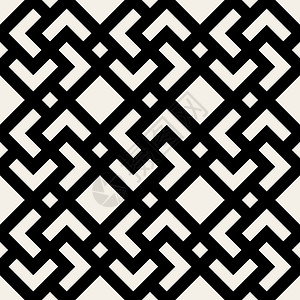 无矢量接缝 黑色和白色几何 Rhombus 横方平方砖式包装螺旋打印纺织品正方形窗饰马赛克创造力菱形风格插画