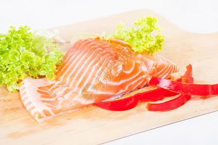 鲑鱼食物砧板生活方式绿色沙拉背景图片