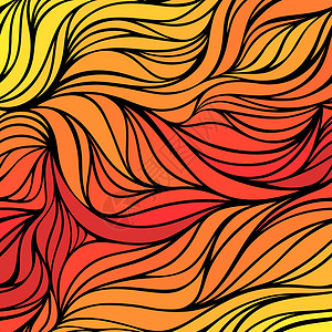 头发渐渐消失矢量彩色手绘波 阳光灿烂的背景 渐渐的抽象火力纹理织物海浪流动叶子风格彩虹装饰水彩网络橙子插画