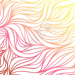 头发渐渐消失矢量彩色手绘波 阳光灿烂的背景 渐渐的抽象火力纹理海浪风格叶子织物艺术装饰涂鸦彩虹流动风暴插画