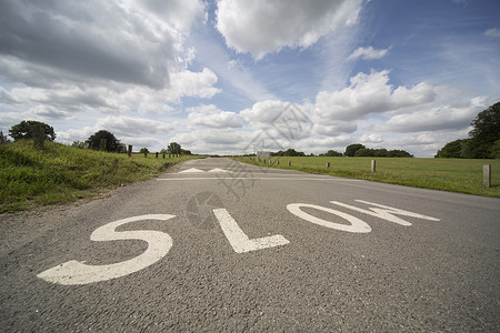 道路标志的纹理联合王国SLOW 路标标志背景