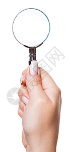 女性手中的放大镜背景图片