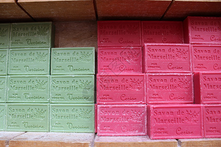 马赛肥皂来自马赛的肥皂市场身体纪念品卫生店铺温泉化妆品水果香气手工背景