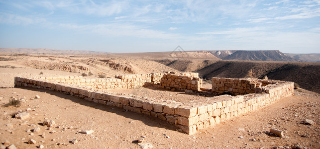 拜占庭式内盖夫沙漠的古老废墟旅游石头旅行考古学沙漠游客远足背景
