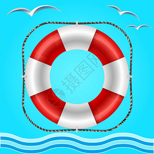 红白救生圈供水救助救援圈子插画