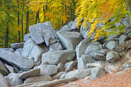 奥登费尔森米尔闲暇树叶岩石巨石休闲蓝色悬崖纪念物景观吸引力背景