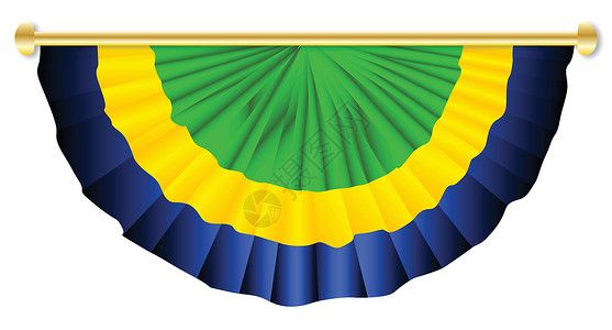 绿黄蓝包徽章插图丝带横幅半圆材料蓝色绘画黄色彩旗背景图片