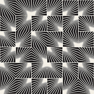 无矢量密封的黑白平方和白边线 Rays 非正规几何模式背景图片