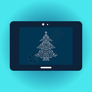 平板屏幕上的圣诞树背景图片