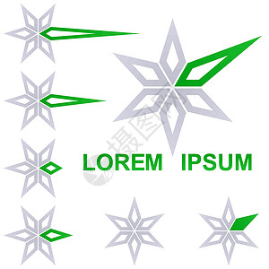 灰星和绿色恒星业务设计图示设计集星星六星几何学标签蓝色金融公司品牌推广小册子背景图片