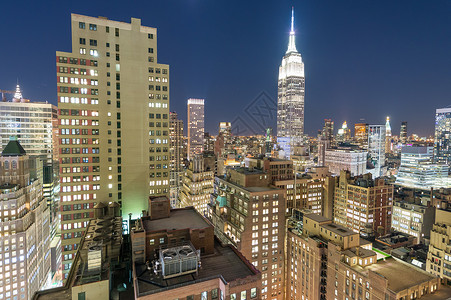 纽约市曼哈顿的豪华摩天大楼天空办公室天线天际建筑商业市中心地标城市旅游城市景观高清图片素材