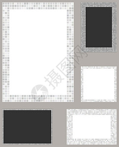 侧面灰色课桌白像像素马赛克页面布局边框模板集插画