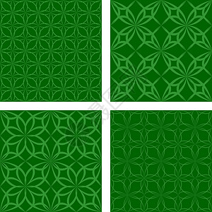 绿色无缝无缝模式背景集插图装饰复古几何矢量网格背景格子模式设计背景图片