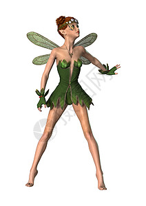 幻想春仙子翅膀女士小精灵绿色故事女孩森林白色童话魔法背景图片