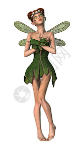 幻想春仙子小精灵故事森林童话翅膀绿色女士白色魔法蝴蝶背景图片