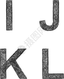 线条艺术字体集-字母 I J K L背景图片