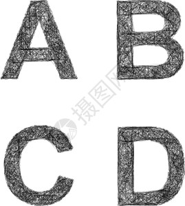 线条艺术字体集-字母 A B C D背景图片
