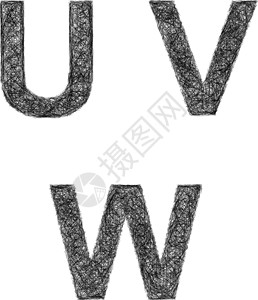 纹理你看线条字体-字母 U V W设计图片