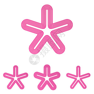 粉色五角星图案粉红线明星标志设计集粉色网络星座技术星线推广五角星五星多边形品牌设计图片