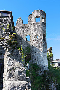 布尔格莱纳城堡紫红色石头历史风景建筑学天空堡垒旅行高清图片