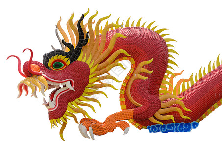 中国龙的形象宗教新年红色雕像动物金子艺术寺庙背景图片