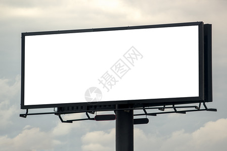 空白的户外广告  防止云天  广告牌广告天空多云木板公告小样商业营销白色宣传背景图片