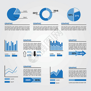 一组图表元素 蓝色颜色背景图片