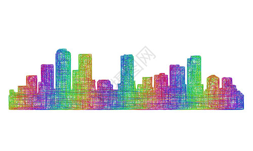 科罗拉多丹佛天线双光周 - 多色线条艺术设计图片