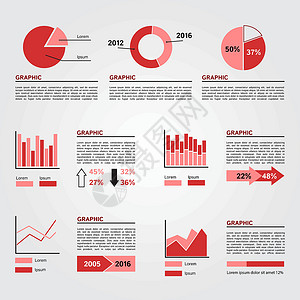 一套图表元素 红色颜色背景图片