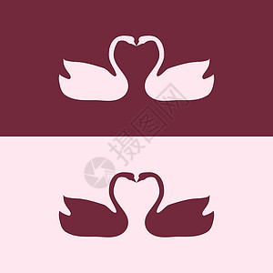 白天鹅的爱情古年象征符号无缝模式红色情人矢量粉色白色背景忠诚浪漫模式背景图片