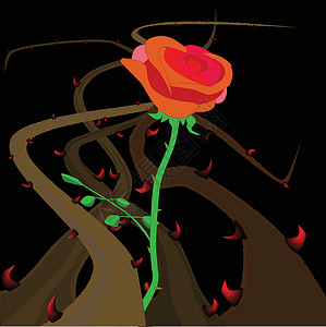 坎布里尔斯罗斯索恩斯和布里尔斯玫瑰植被荆棘艺术灌木丛插图绘画植物木头插画