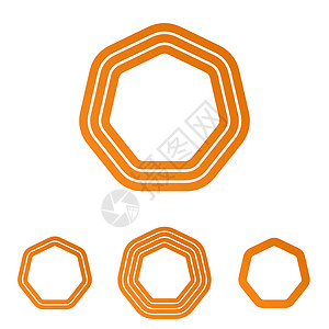 橙色线七边形七边线标志设计套件背景图片