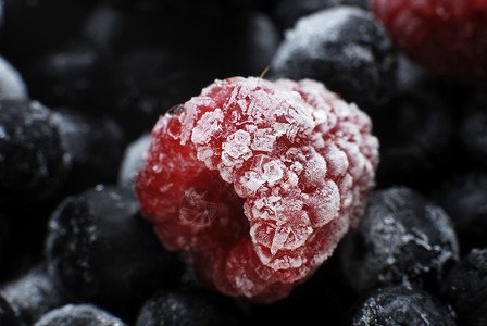 冻冻草莓果工作浆果水果准备背景图片