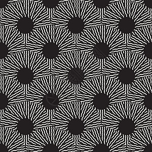 觉华岛矢量无缝黑白光学艺术之字形射线圆形圆圈图案黑色正方形墙纸白色纺织品包装条纹装饰风格装饰品插画