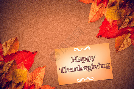 快乐感恩的复合形象桌子叶子橙子红色木头笔记树叶背景图片