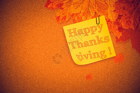 快乐感恩的复合形象红色叶子笔记树叶橙子木头桌子背景图片