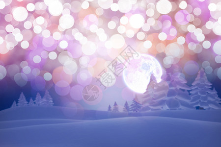 冬季雪雪景绘图魔法风景环境森林月亮树木枞树计算机背景图片