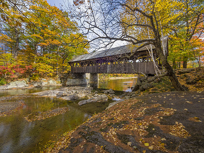 旧木覆盖桥历史性伯特利高清图片