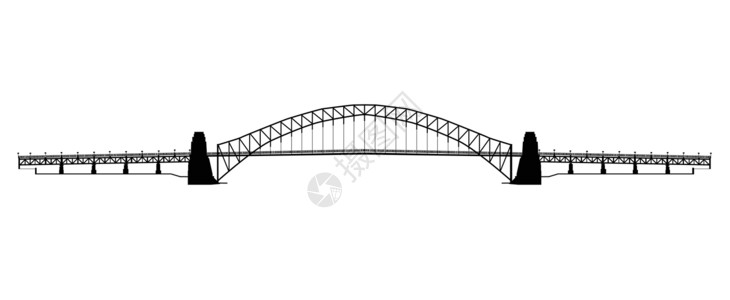 著名大桥简笔画悉尼海港大桥地标盎司艺术建筑绘画黑色插图港口艺术品插画