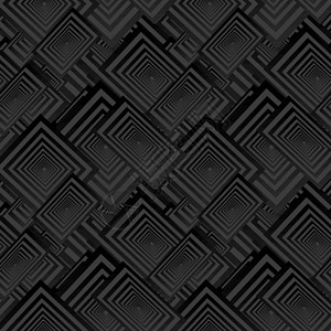 黑色无缝矩形图案背景灰色装饰同心长方形墙纸设计插图背景图片