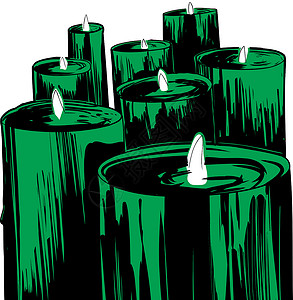 一套Lit绿色蜡烛背景图片