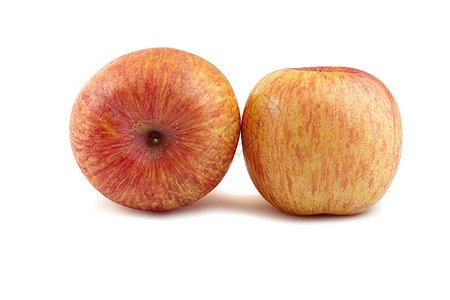 两个红黄苹果分离白底底色背景图片