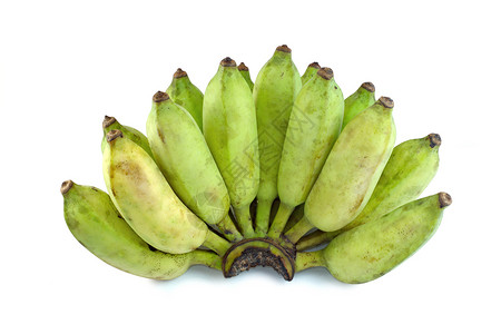种植绿色香蕉 孤立白种背景热带白色食物宏观农业皮肤黄色背景图片