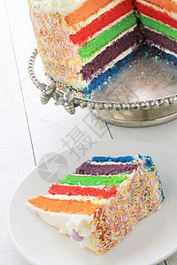 层层彩虹蛋糕蛋糕食物甜点彩虹背景图片