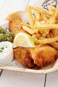 鱼和薯条鳕鱼晚餐食物食品英语高清图片