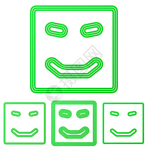 方脸绿线快乐标志设计方案集插画