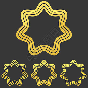 金煌芒金线恒星标志设计套件符号身份品牌同心线条技术七边形防御徽章标识设计图片